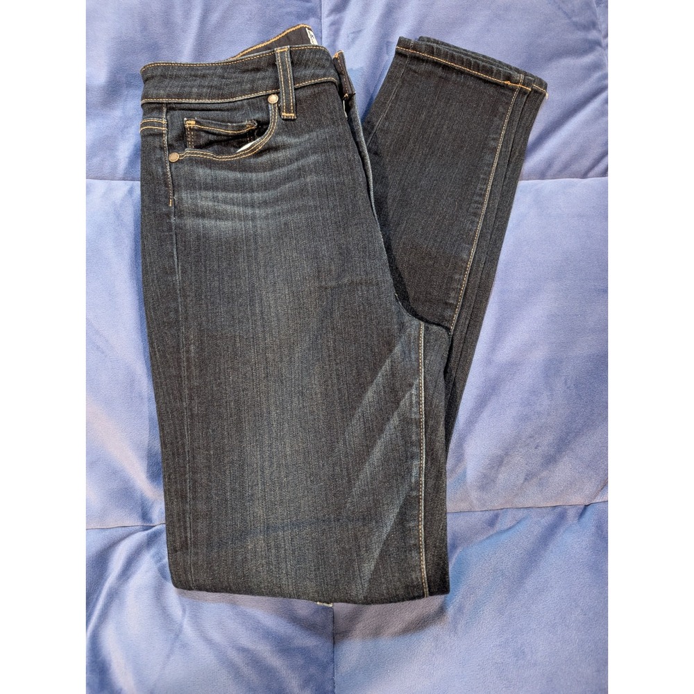 PAIGE Skinny Jeans Womens 27 Dark Indigo High Rise Patch Detail Transcend Denim